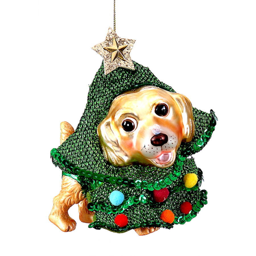 Χριστουγεννιάτικο Στολίδι Σκυλάκι  Γυάλινο  15εκ 10652-b Χριστούγεννα